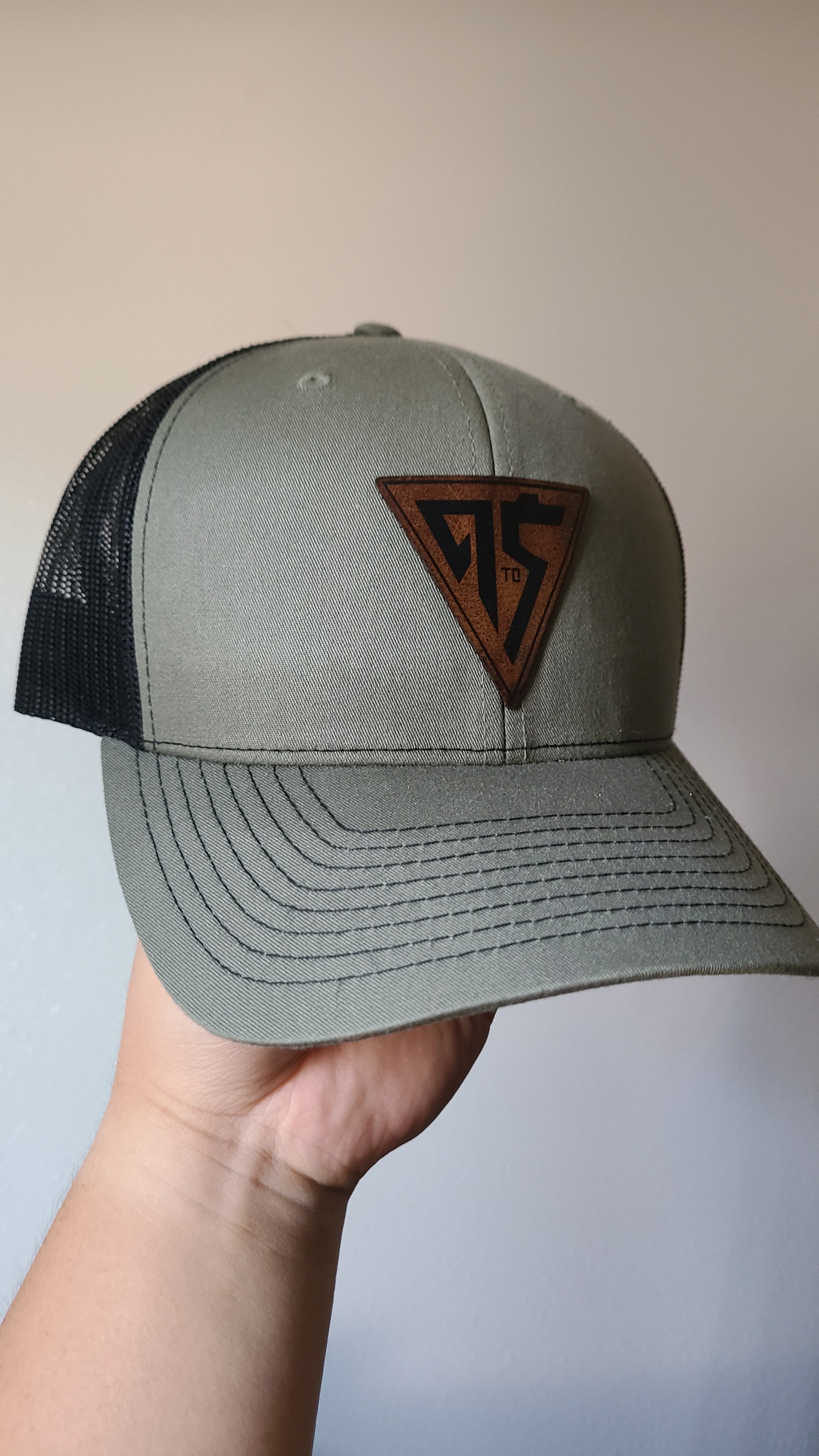 "9 To 5" Brown Leather Triangle Patch Hat