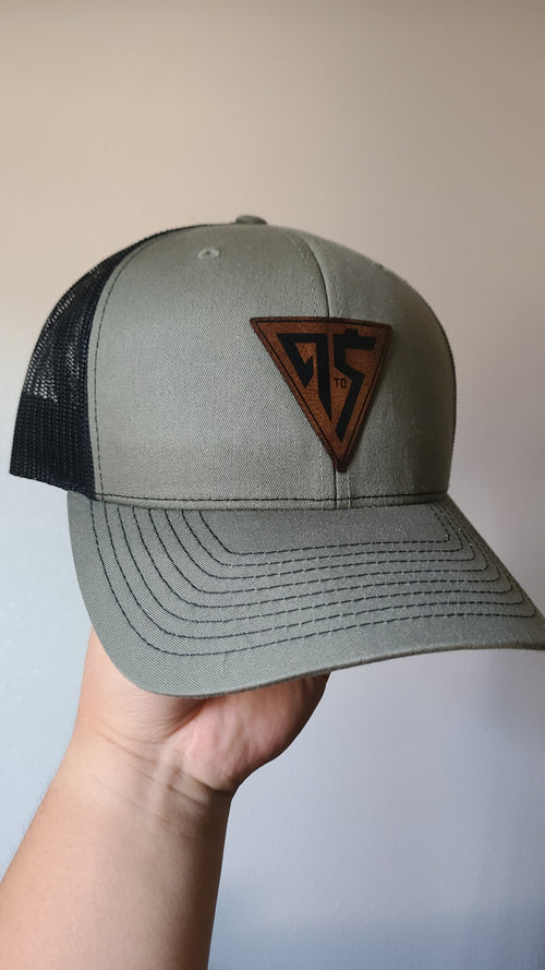 "9 To 5" Brown Leather Triangle Patch Hat