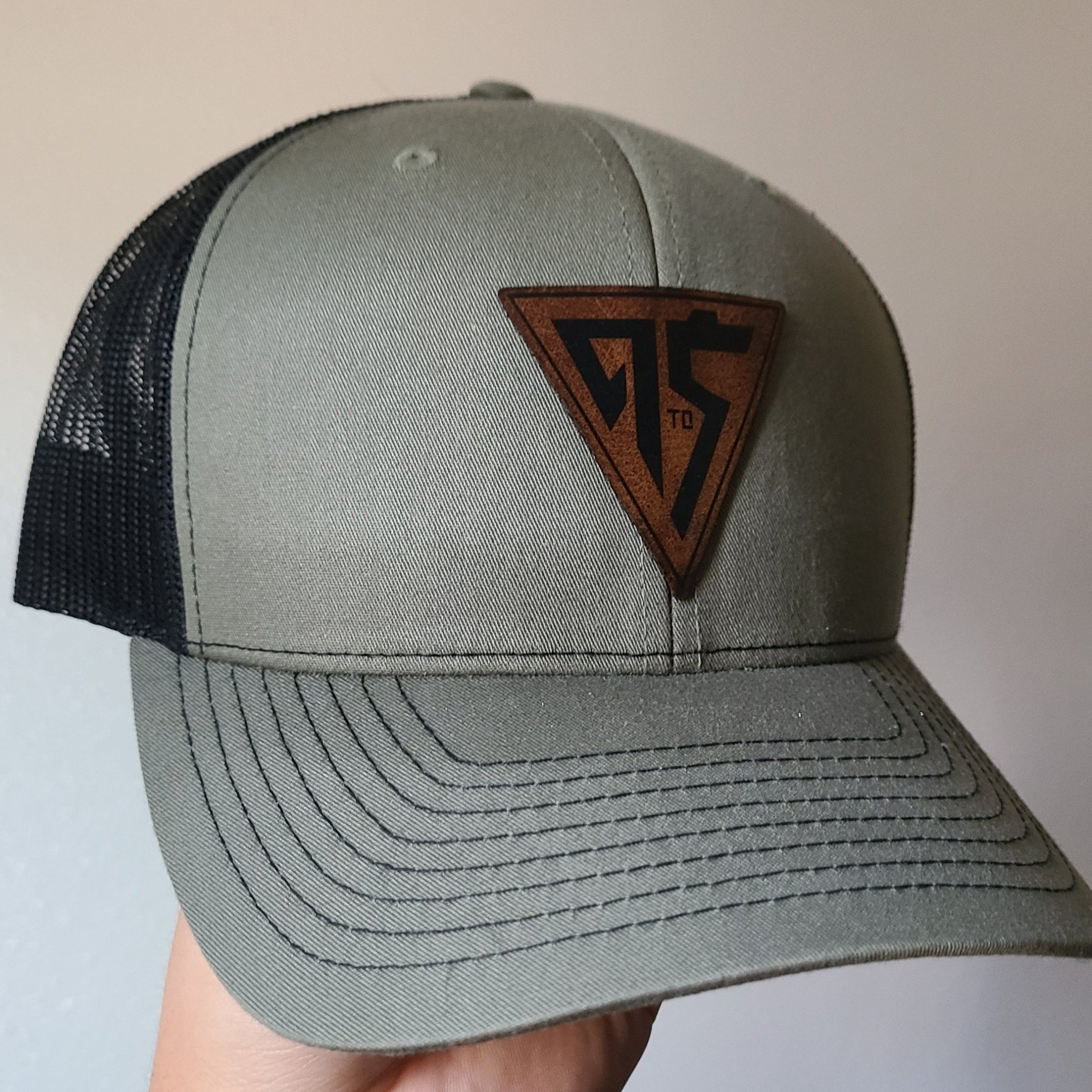 "9 To 5" Brown Leather Triangle Patch Hat